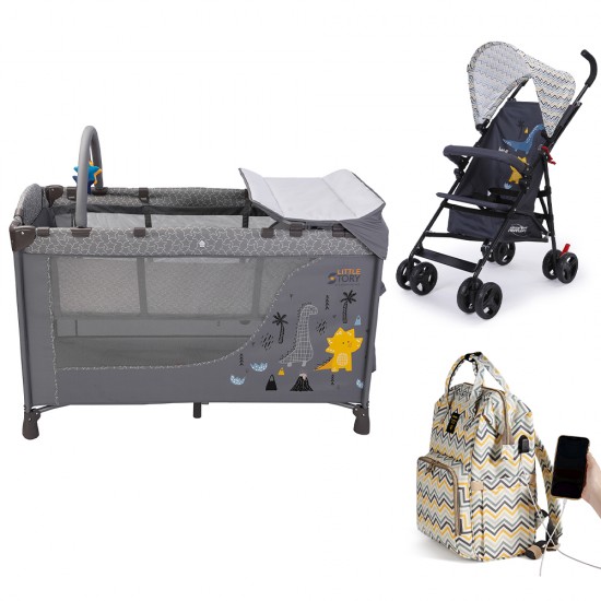 Little Story Playard+Stroller & Diaper Bag Set