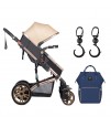 Teknum 3 in 1 stroller Story-Khaki, SUNVENO Diaper Bag &Hooks