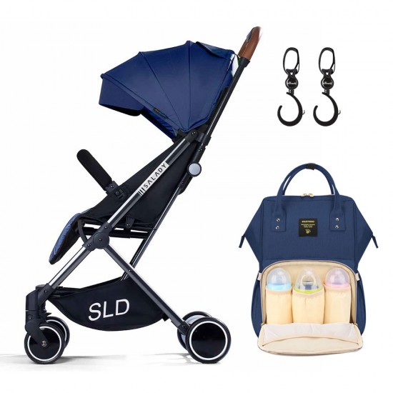 Teknum Travel Lite Stroller - Navy Blue + Sunveno Diaper bag + hooks
