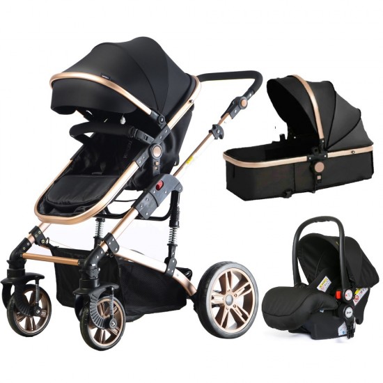 Teknum 3 in 1 Pram Stroller Story-Black + Infant Car Seat