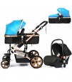 Teknum 3 in 1 Pram stroller - Blue + Infant Car Seat