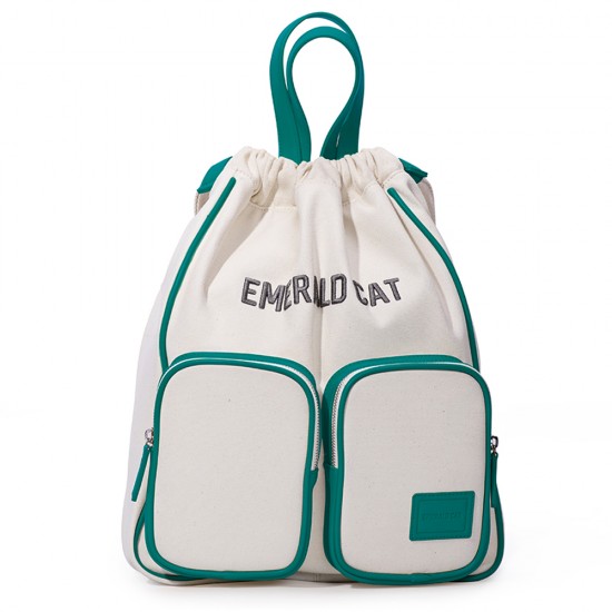 Emerald Cat Nomad Drawstring Bag - Green