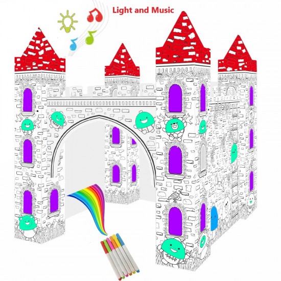 Eazy Kids DIY Doodle Erasable Painting Castle with Music and Light