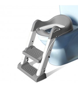 Eazy Kids Step Stool Foldable Potty Trainer Seat- Grey