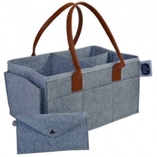 Little Story Diaper Caddy+Pouch-Large-Dark Grey