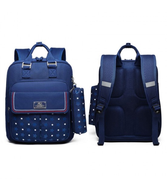 Sambox - Star Kids School Bag with Pencil Case - Star Navy