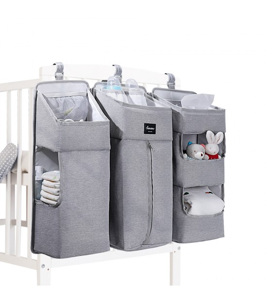 Sunveno Baby Bedside Portable Crib Organizer - Grey