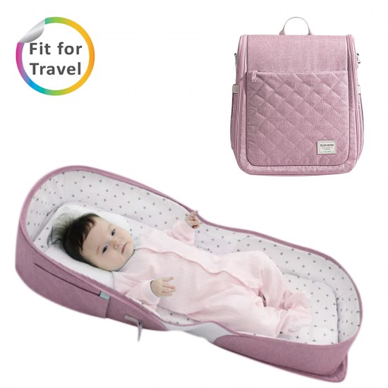 Sunveno Portable Baby Bed & bag- Pink