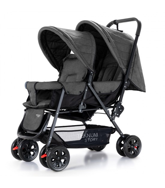 Story by Teknum Double Baby Stroller - Dark Grey