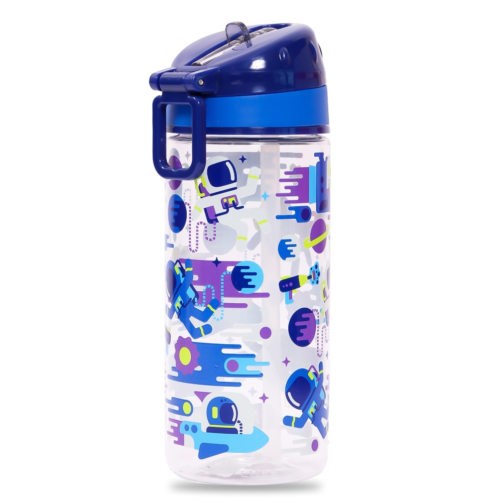 Eazy Kids Lunch Box Set and Tritan Water Bottle w/ Carry handle, Astronauts  - Blue, 420ml