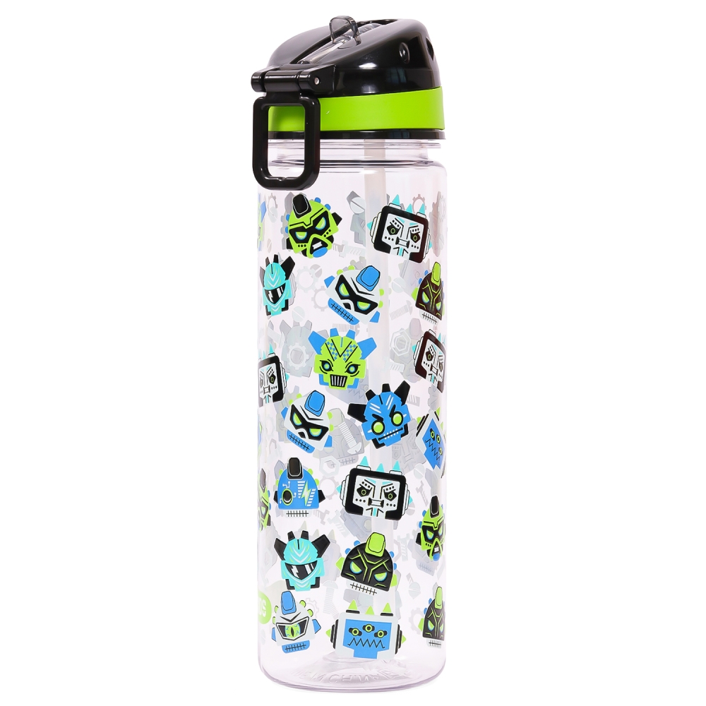 Eazy Kids Lunch Box Set and Tritan Water Bottle w/ Carry handle, Gen Z  - Black, 650ml