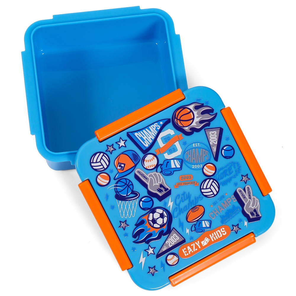Eazy Kids Lunch Box, Soccer  - Blue, 650ml